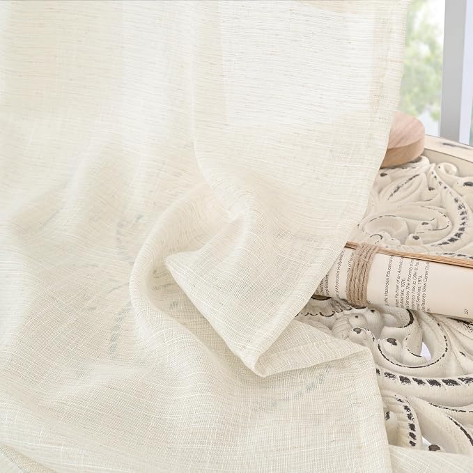 BGment Ivory Linen Curtains 63 Inches Long - Image 8