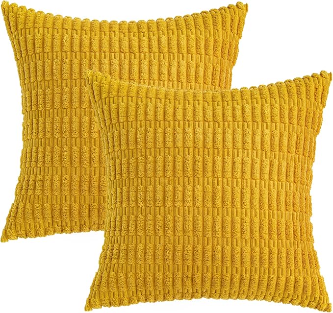 MIULEE Pack of 2 Corduroy Decorative Euro Sham Throw Pillow Covers 24x24 Inch - Image 6