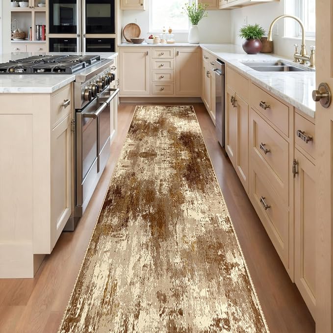 Washable Area Rugs 2'x8' Non-Slip Modern Abstract Soft - Image 2
