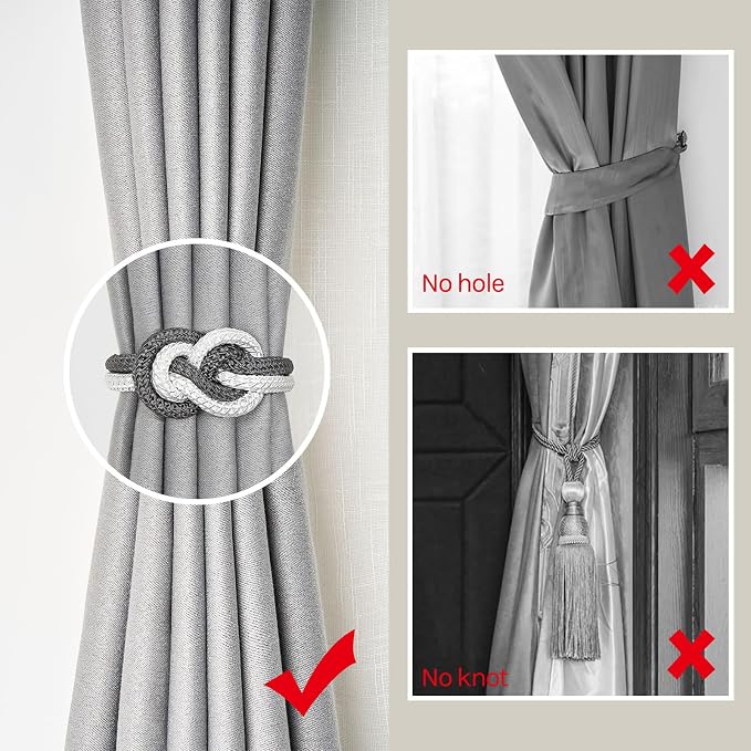 NICEEC 2 Pack Mini Magnetic Curtain Tiebacks Nordic Simple Style Drape Tie - Image 2