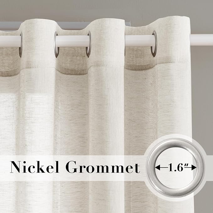 H.VERSAILTEX Natural Linen Semi Sheer Curtains Soft Semi Sheer Curtain Panels - Image 2