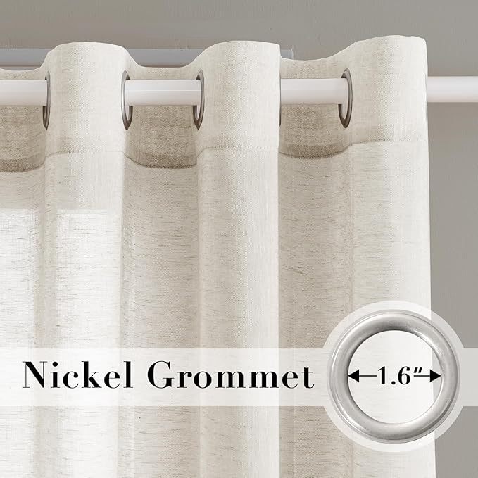 H.VERSAILTEX Natural Linen Curtains Semi-Sheer Curtains Nickel Grommet Privacy - Image 2