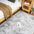 Ghouse Grey Faux Rabbit Fur Rug 5x7 Machine Washable Area Rugs by Ghouse