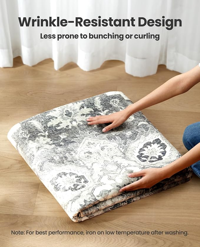 AMADA HOMEFURNISHING 8x10 Area Rugs, Low-Profile Large Washable Area Rug - Image 6