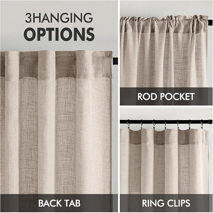 MIULEE Natural Linen Curtains 72 Inch Length 2 Panels - Image 3