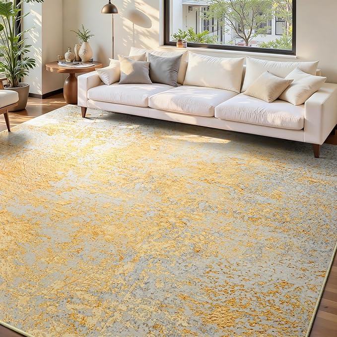 Ompaa Living Room Rug 6x9 Area Rug Washable Boho Carpet Non Slip Abstract by OmpaaHomeDecor