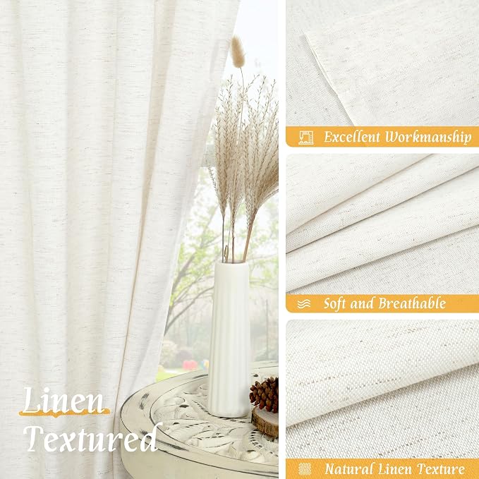 LAMIT Natural Linen Curtains 72 inch Length - Image 7