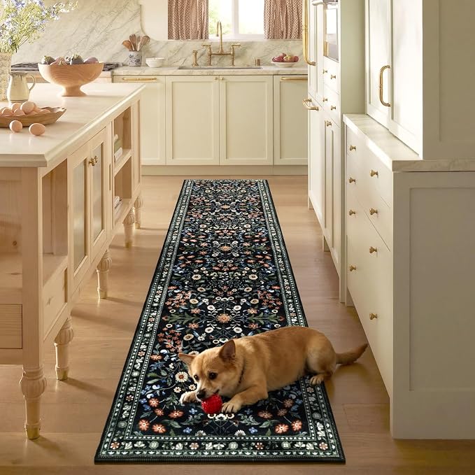 Yamaziot Washable Runner Rug 2x8 – Boho Non Slip Floral Hallway Runner Rug - Image 8