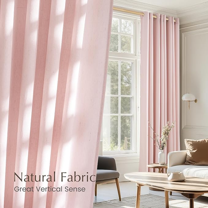 NICETOWN Linen Light Pink Sheer Curtains - Image 5
