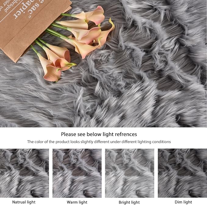 ORINOVA Shag Rug 6x9 Area Rugs for Bedroom Silver Grey Fluffy Machine Washable - Image 8