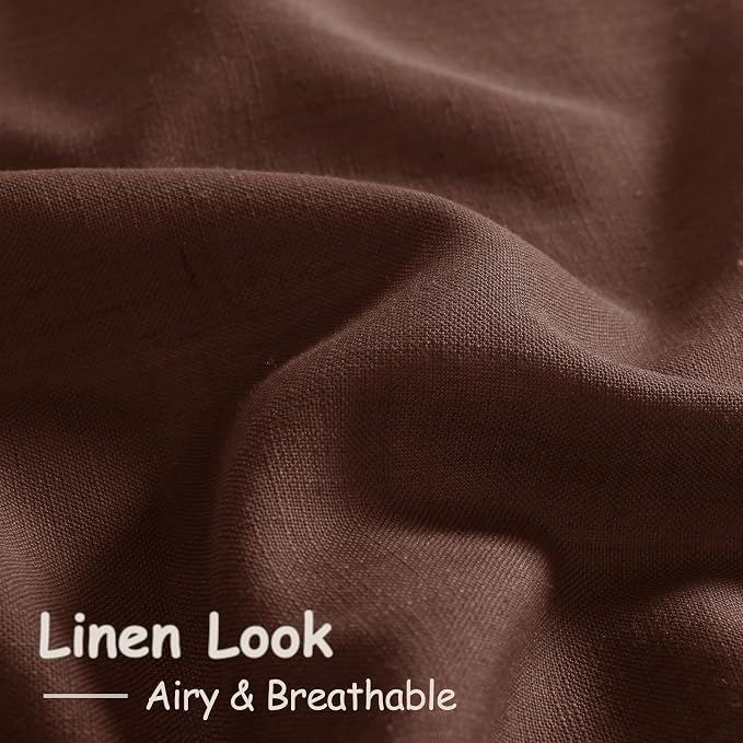 Nanspring Rustic Brown Linen Curtains 108 Inches Long - Image 5