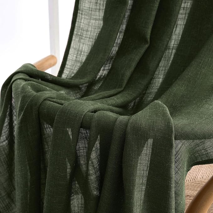MIULEE Olive Green Short Linen Curtains 45 Inch Length 2 Panels - Image 6