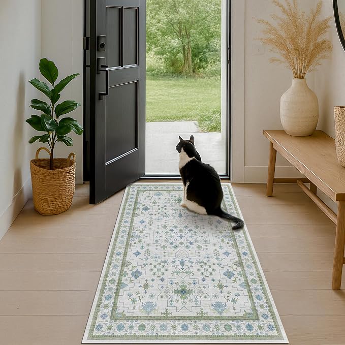 Hazo Haus Blue and Green Washable Rugs 3x6 - Image 6