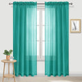 DWCN Teal Sheer Curtains Semi Transparent Voile Rod Pocket Curtains by DWCN