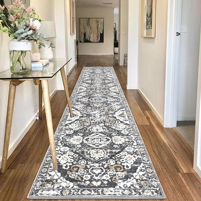 HEBE Hallway Runner Rug 2'8''x14' Washable Vintage Distressed Area Rugs Non - Image 6