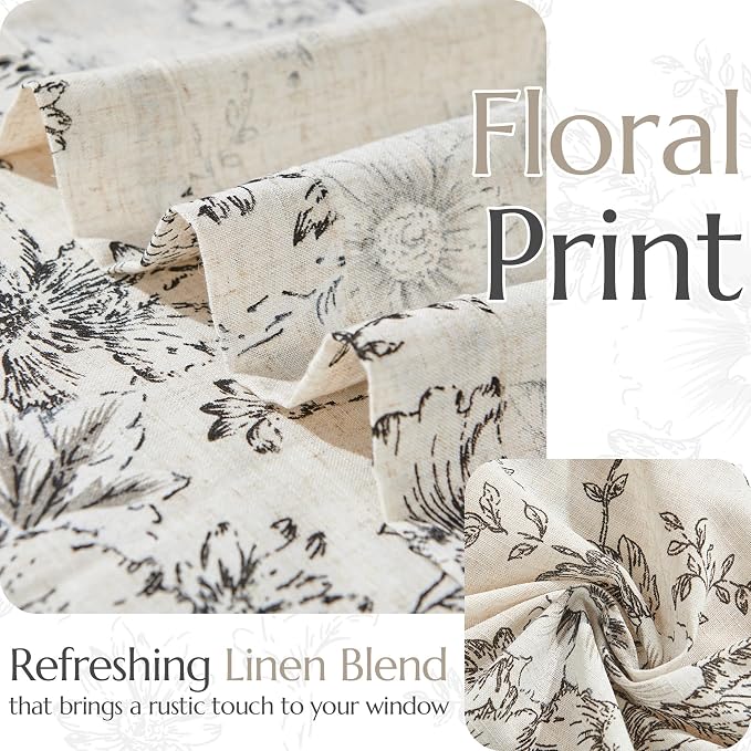 jinchan Pinch Pleated Curtains Floral Linen Blend Curtains - Image 6