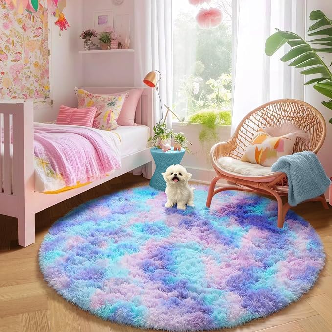 Amdrebio Purple Rainbow Round Rug 4Ft - Image 8