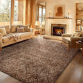 Ophanie Brown and White Diamond Striped Rugs by Ophanie