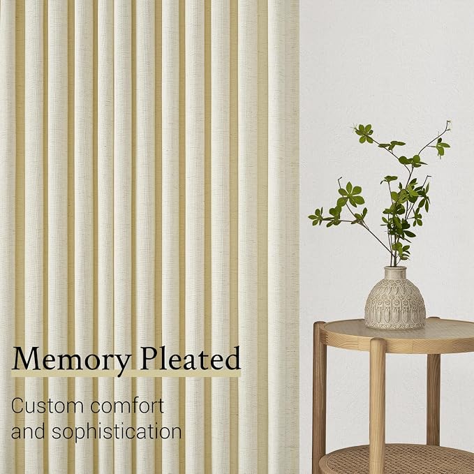 Topfinel Pinch Pleated Curtains 90 Inches Long 2 Panels Set, Cream Semi Sheer - Image 7