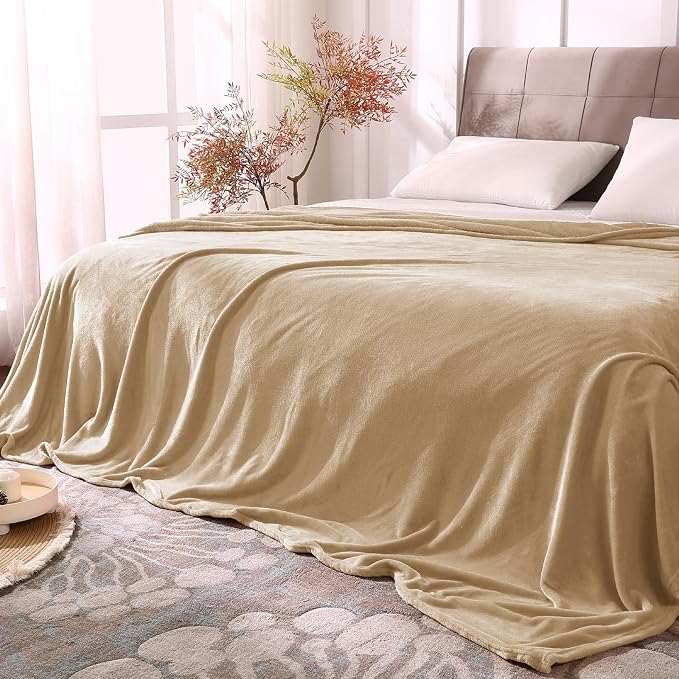 BEDELITE Fleece Blankets Queen Size Light Camel Throw Blankets by BEDELITE