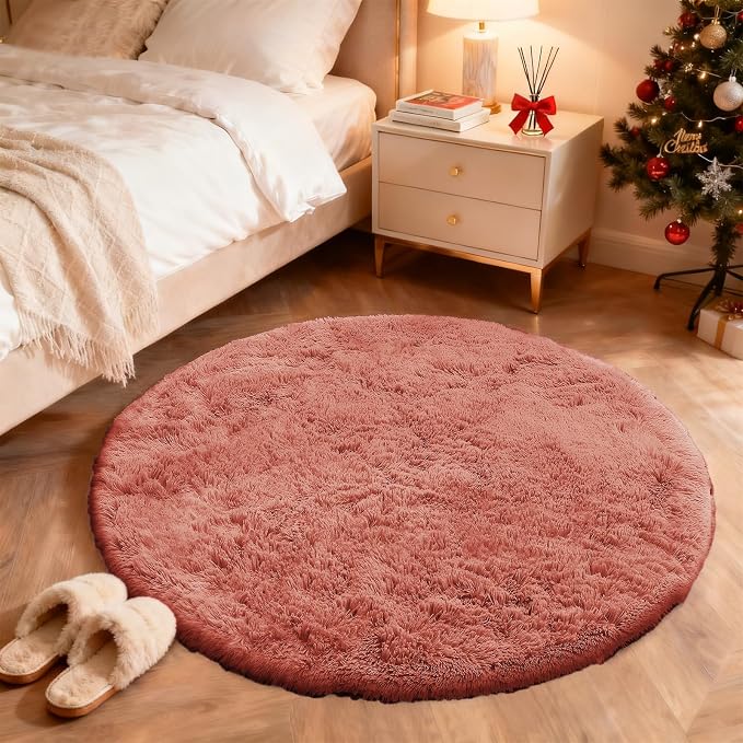 OLANLY Rust Red Round Rugs for Bedroom - Image 3