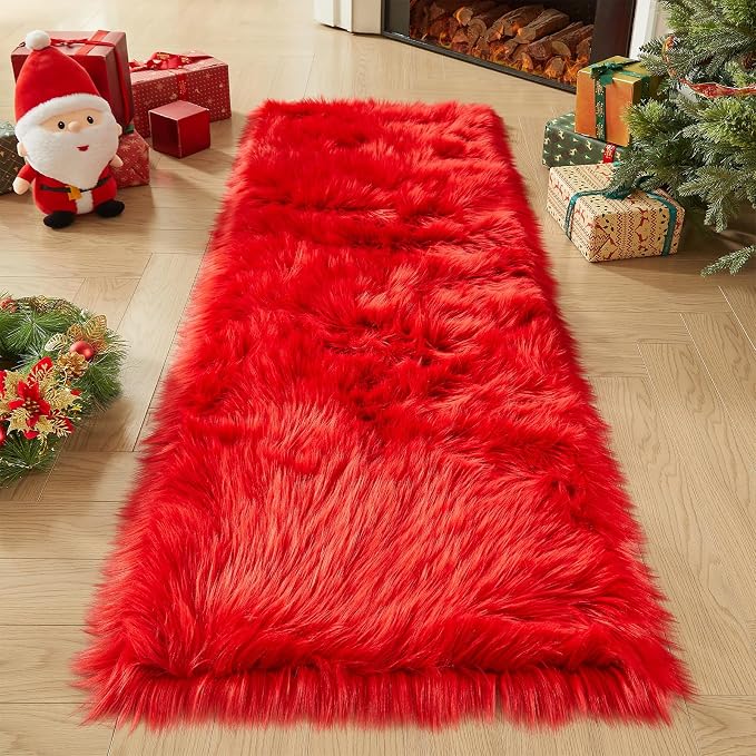 AMTOVO Faux Fur Rug, 2 x 6 ft Runner Area Rugs by AMTOVO