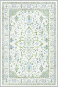 Area Rugs Round 4ft Washable Non-Slip, Floral Vintage Distress Print Pattern by RELEANY