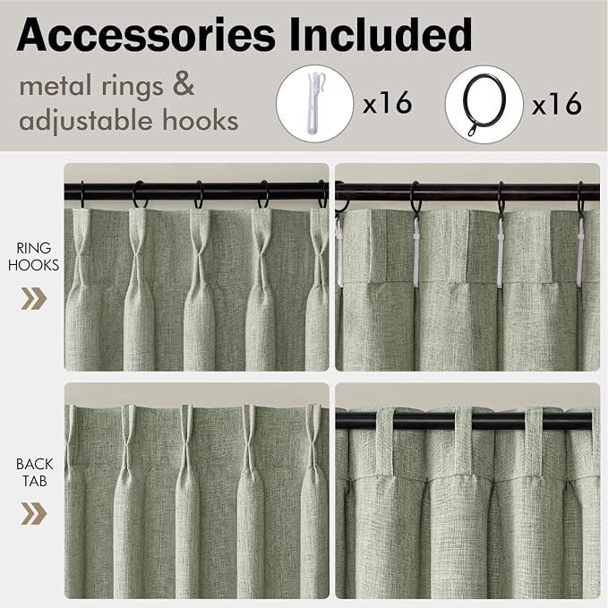 MIULEE Pinch Pleated Thick Linen Curtains 90 Inches Long 2 Panels - Image 8
