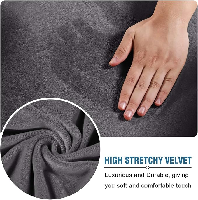 H.VERSAILTEX High Stretch Sofa Slipcover 4 Piece Cover Velvet Furniture - Image 5