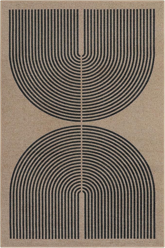 Lahome Enfys Modern Rainbow Easy Jute Office Rug, Outdoor Patio Rug 4x6 - Image 7