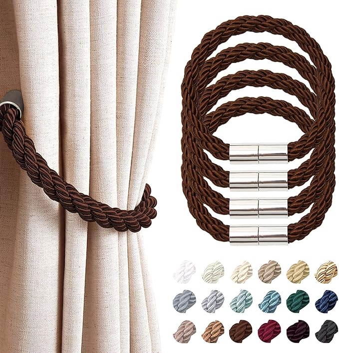 NICEEC 4 Pack Strong Magnetic Curtain Tiebacks Modern Simple Style Drape Tie by NICEEC