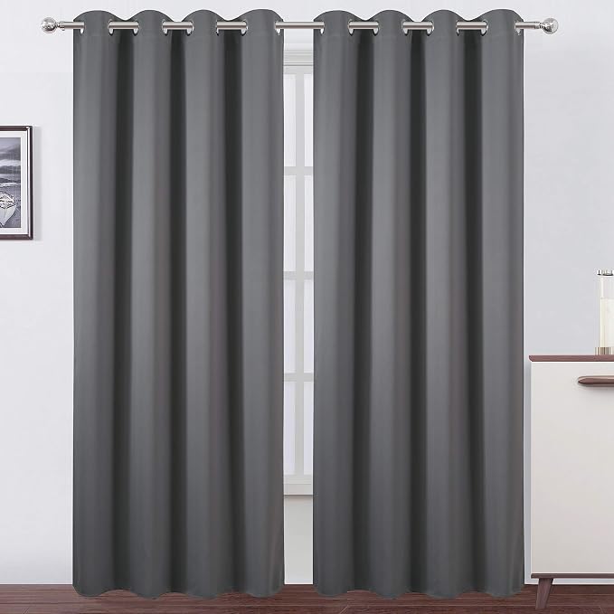 Grey Blackout Curtains/52 x 95 Inch/Set of 2 Panels Thermal Insulated Room by Lemomo