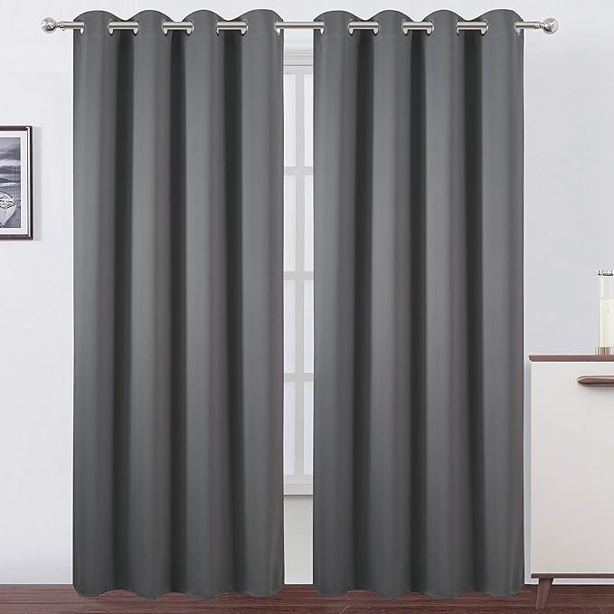 LEMOMO Blackout Curtains 66 x 95 inch/Frost Grey Curtains Set of 2 by Lemomo