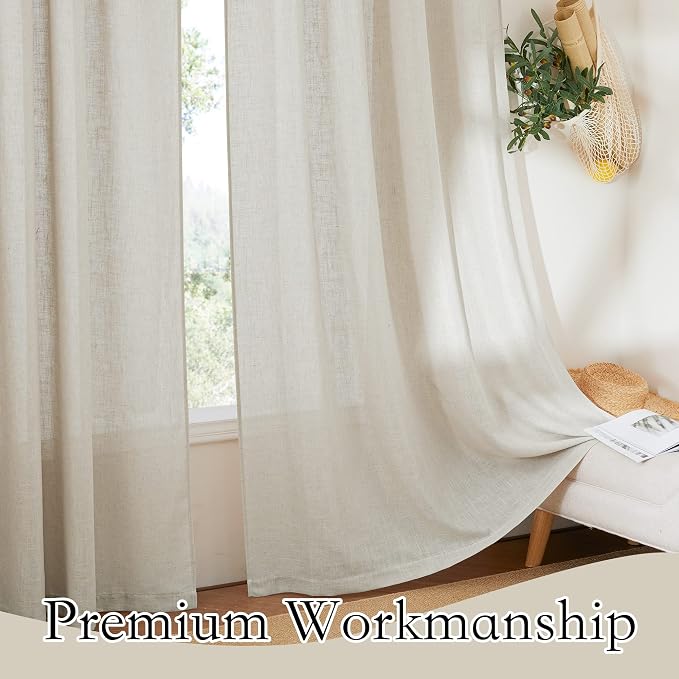 RYB HOME Semi Sheer Curtains 120 inches Long, Light Filtering Half Privacy - Image 5