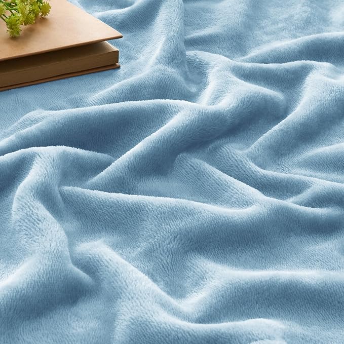BEDELITE Fleece Blankets Queen Size Washed Blue Throw Blankets - Image 4