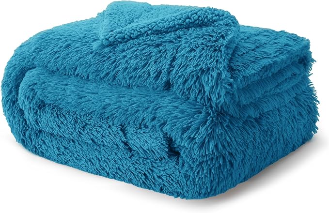Bedsure GentleSoft Fluffy Bright Blue Blankets Queen Size - Image 9