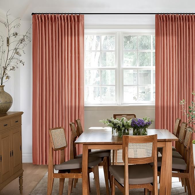 Pleated Farmhouse Firebrick Linen Curtains 102 Inches Long - Image 8
