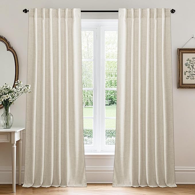 RYB HOME Living Room and Bedroom Curtains and Drapes Linen Sheer, Light by RYBHOME