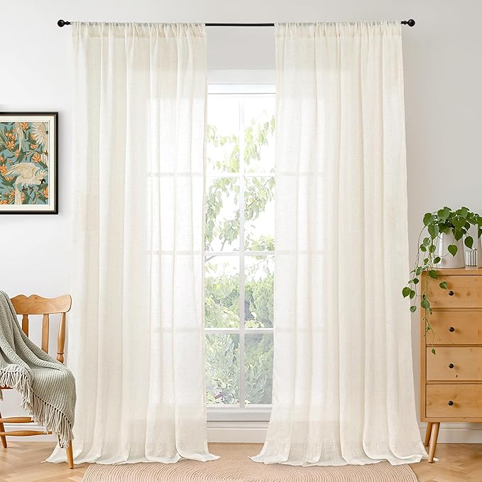 BGment Ivory Linen Curtains 90 Inches Long by BGment