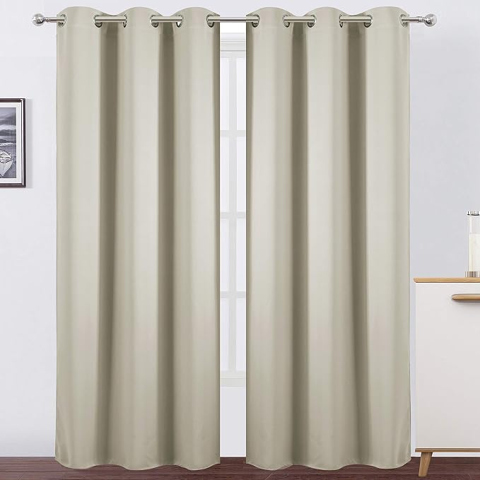 LEMOMO Light Beige Thermal Blackout Curtains/42 x 95 Inch/Set of 2 Panels Room by Lemomo