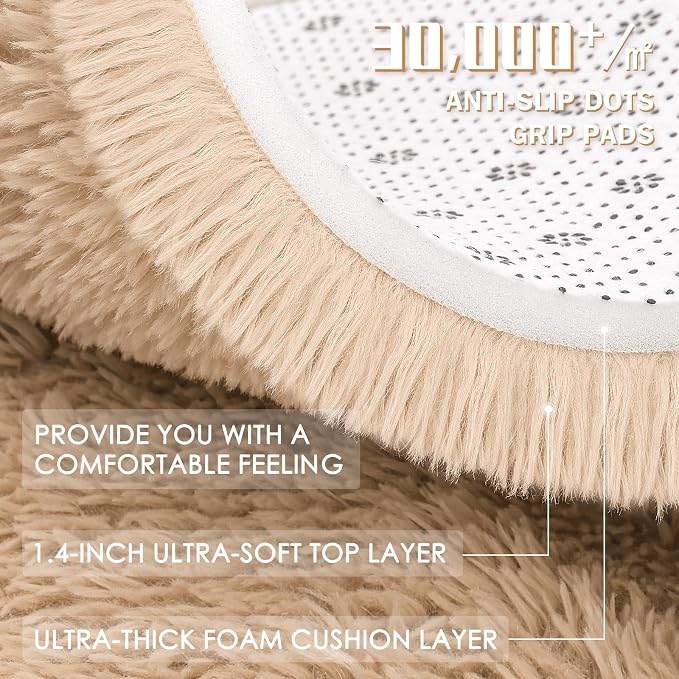 OLANLY Beige Round Rugs for Bedroom - Image 7