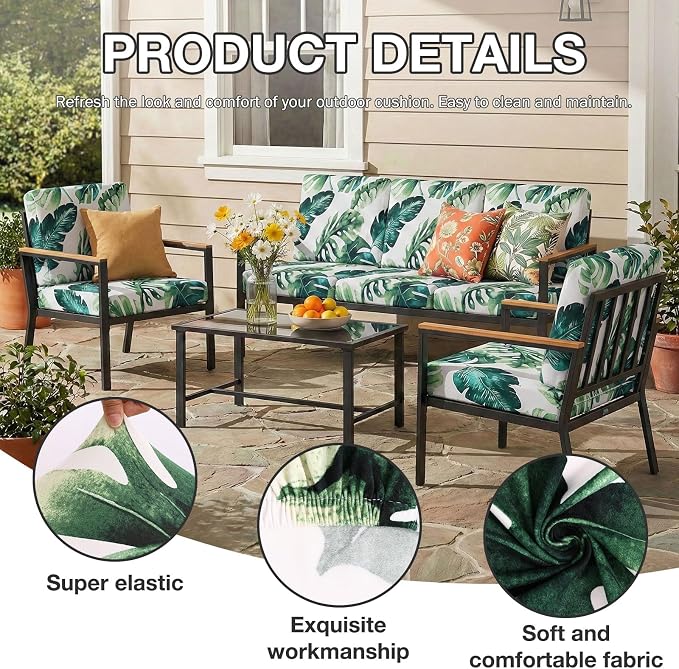 hyha 8Pcs Patio Cushion Covers, Stretch Outdoor Couch Cushion Covers, Washable - Image 3