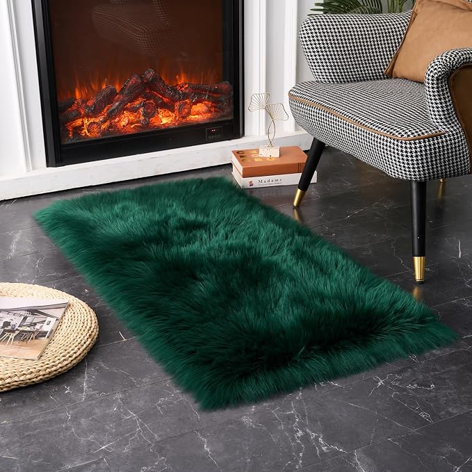EasyJoy Ultra Soft Fluffy Shaggy Area Rug Faux Fur Rug Chair Cover Seat Pad - Image 2