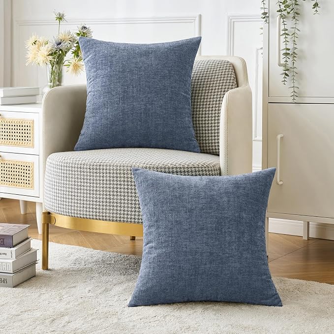 MIULEE Pack of 2 Couch Throw Pillow Covers 18x18 Inch Soft Dark Grey Blue - Image 5