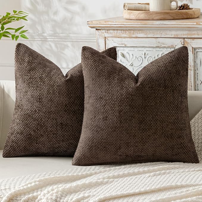 MIULEE Pack of 2 Couch Throw Pillow Covers 20x20 Inch Neutral Dark Brown Boho by MIULEE