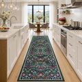 PLHXFR 3x10 Washable Runner Rug：Floral Indoor Kitchen Carpet Dark Green | by PLHXFRSoftAreaRugs