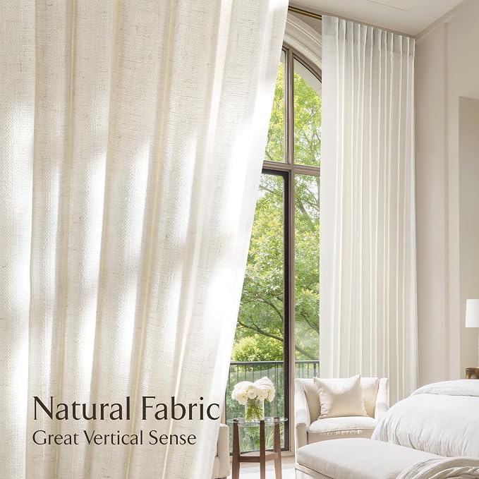 NICETOWN Natural Linen Curtains 96 inch Length 2 Panels, Rod Pocket & Back Tab - Image 5