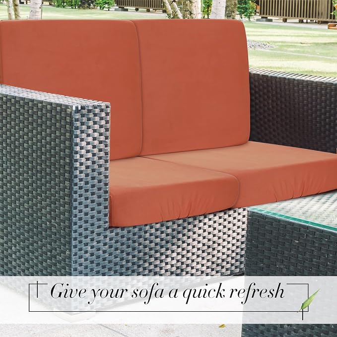 Newwiee 8Pcs Patio Cushion Covers Stretch Outdoor Cushion Cover Replacement - Image 7