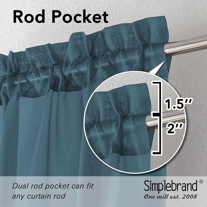 Simplebrand Dusty Blue Sheer Curtains 90 Inches Long 2 Panels, Light Filtering - Image 5