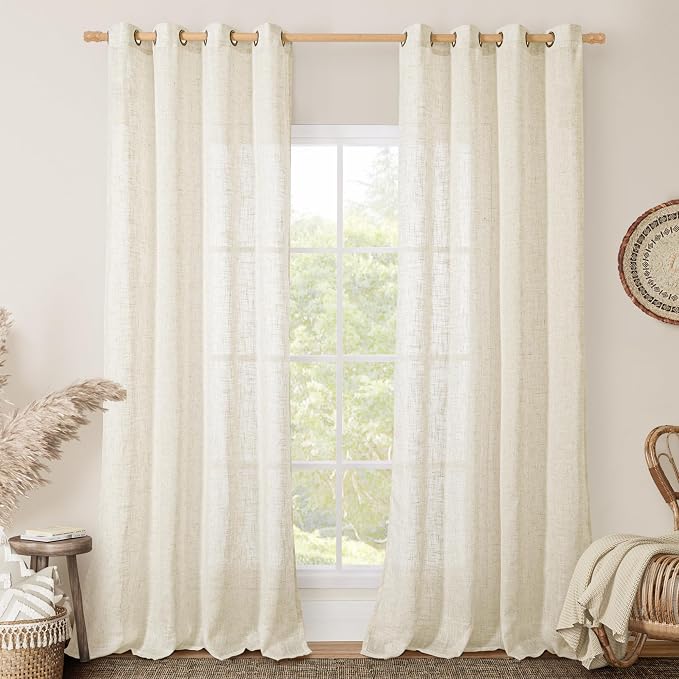 LAMIT Natural Cream Ivory Long Linen Curtains - Image 2